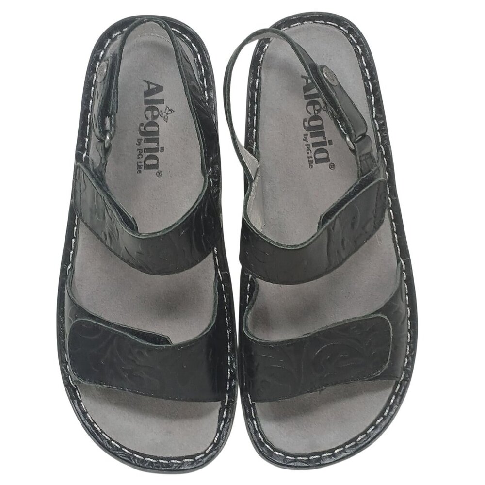 Alegria VERONA PG Lite Womens Sz 38 US 8-8.5 Black Embossed Sandals VER-691 #8 - Picture 2 of 12